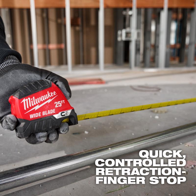 Milwaukee 25 ft. L X 1-5/16 in. W Wide Blade Magnetic Tape Measure 1 pk