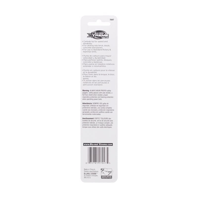 Disston Blu-Mol Xtreme 3/16 in. X 6 in. L Carbide Tipped Masonry Drill Bit Straight Shank 1 pk