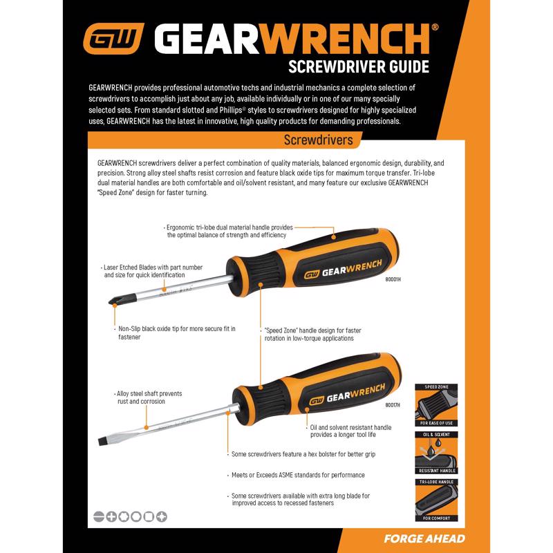 Gearwrench 3/16 in. X 6 in. L Slotted Cabinet Screwdriver 1 pk