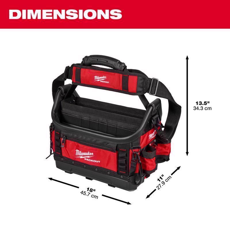 Milwaukee Packout 11 in. W X 13.5 in. H Ballistic Polyester Tote Bag 39 pocket Black/Red 1 pc