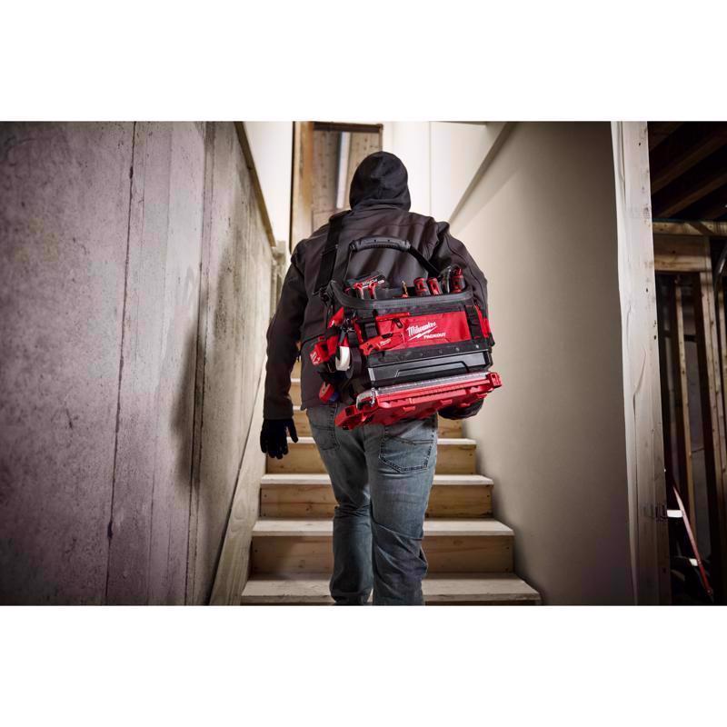 Milwaukee Packout 11 in. W X 13.5 in. H Ballistic Polyester Tote Bag 39 pocket Black/Red 1 pc