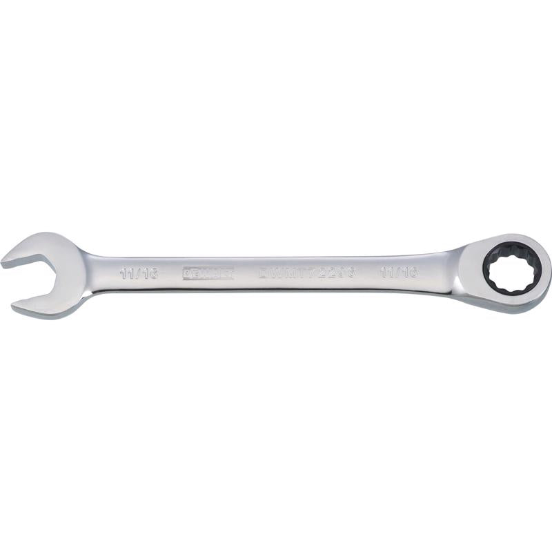 Dewalt 11/16 in. X 11/16 in. 12 Point SAE Ratcheting Combination Wrench 8-25/32 in. L 1 pc