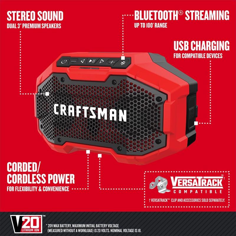 CRAFTSMAN  V20 3Ah Advanced Battery Starter  with 2Gal Wet/Dry Vac with   Bluetooth Speaker