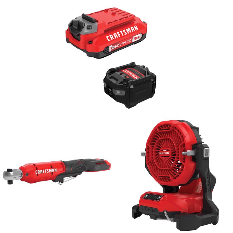 CRAFTSMAN  V20 3Ah Advanced Battery Starter  with 3/8-in  Ratchet with3-Speed Misting Fan