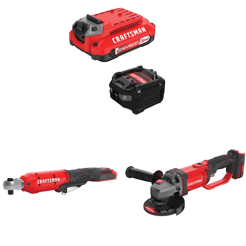 CRAFTSMAN  V20 3Ah Advanced Battery Starter  with 3/8-in  Ratchet with4.5-in Grinder