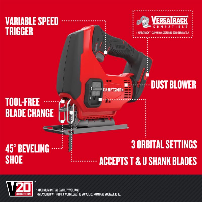 CRAFTSMAN  V20 3Ah Advanced Battery Starter  with Jig Saw with5in Random Orbit Sander