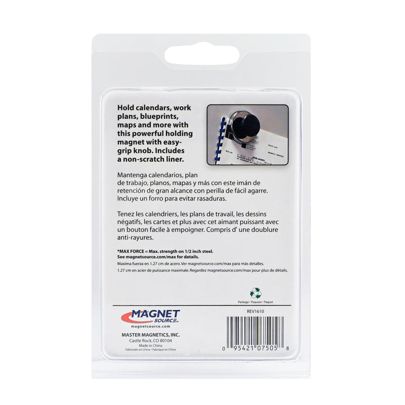 Magnet Source 1.25 in. L X 2.65 in. W Black Knob Magnet 25 lb. pull 1 pc