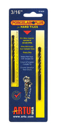 ARTU Porcelain Plus 3/16 in. X 3-1/2 in. L Tungsten Carbide Tipped Glass and Tile Bit Set Straight S